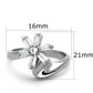 3W593 - Rhodium Brass Ring with AAA Grade CZ  in Clear-1