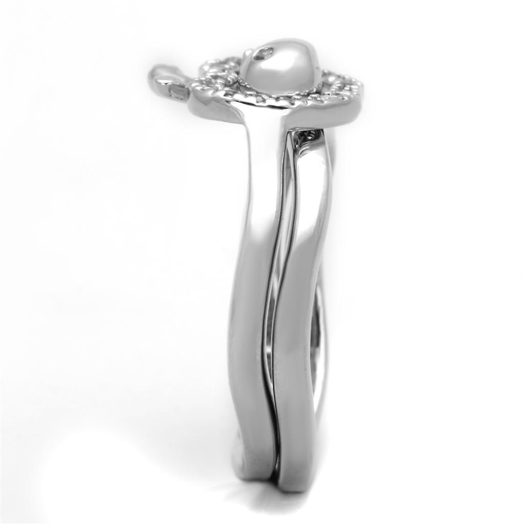 3W594 - Rhodium Brass Ring with AAA Grade CZ  in Clear-3