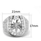 3W595 - Rhodium Brass Ring with AAA Grade CZ  in Clear-1