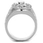 3W595 - Rhodium Brass Ring with AAA Grade CZ  in Clear-2