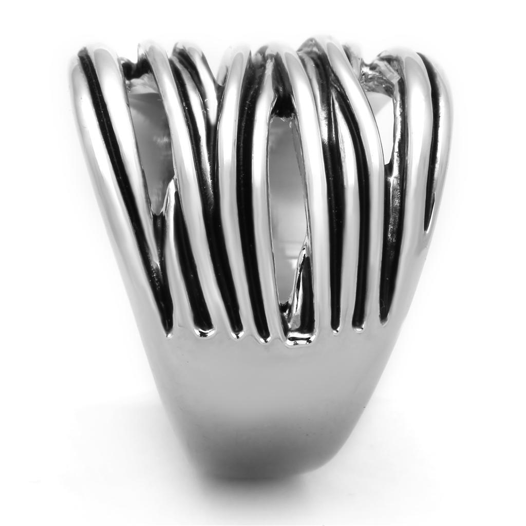 3W596 - Rhodium Brass Ring with Epoxy  in Jet-3