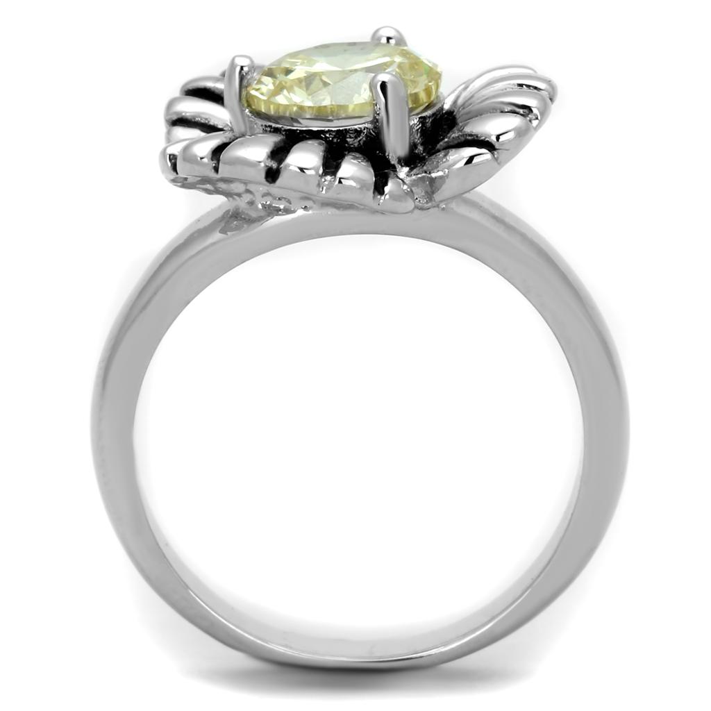 3W598 - Rhodium Brass Ring with AAA Grade CZ  in Citrine Yellow-2