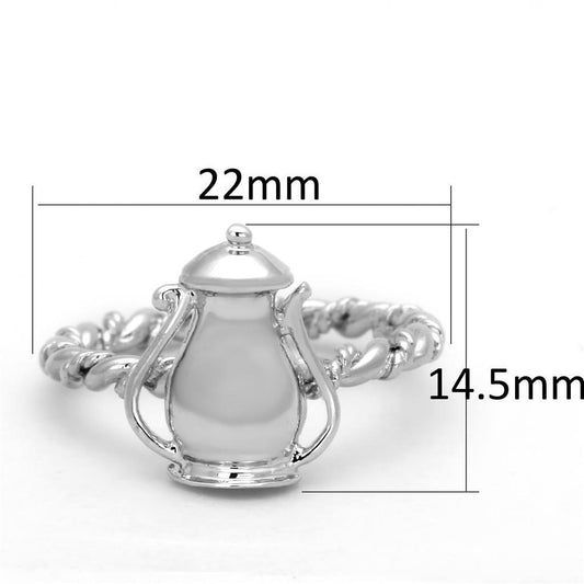 3W607 - Rhodium Brass Ring with No Stone-1