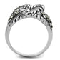 3W608 - Rhodium Brass Ring with Synthetic Marcasite in Black Diamond-2