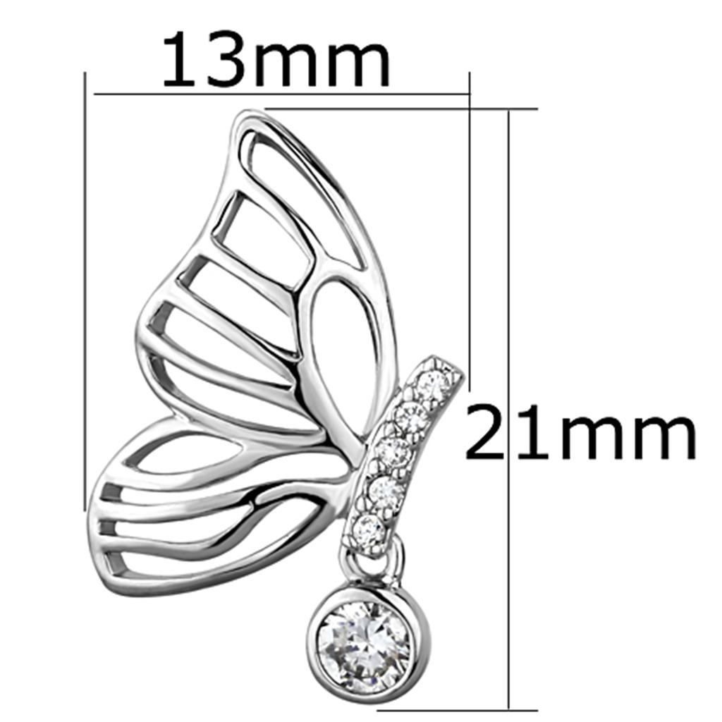 3W618 - Rhodium Brass Earrings with AAA Grade CZ  in Clear-1