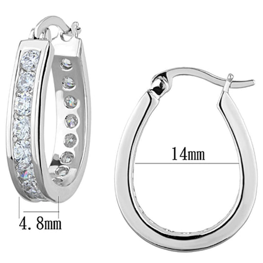 3W625 - Rhodium Brass Earrings with AAA Grade CZ  in Clear-1