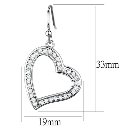 3W628 - Rhodium Brass Earrings with AAA Grade CZ  in Clear-1