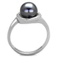 3W629 - Rhodium Brass Ring with Synthetic Pearl in Gray-2