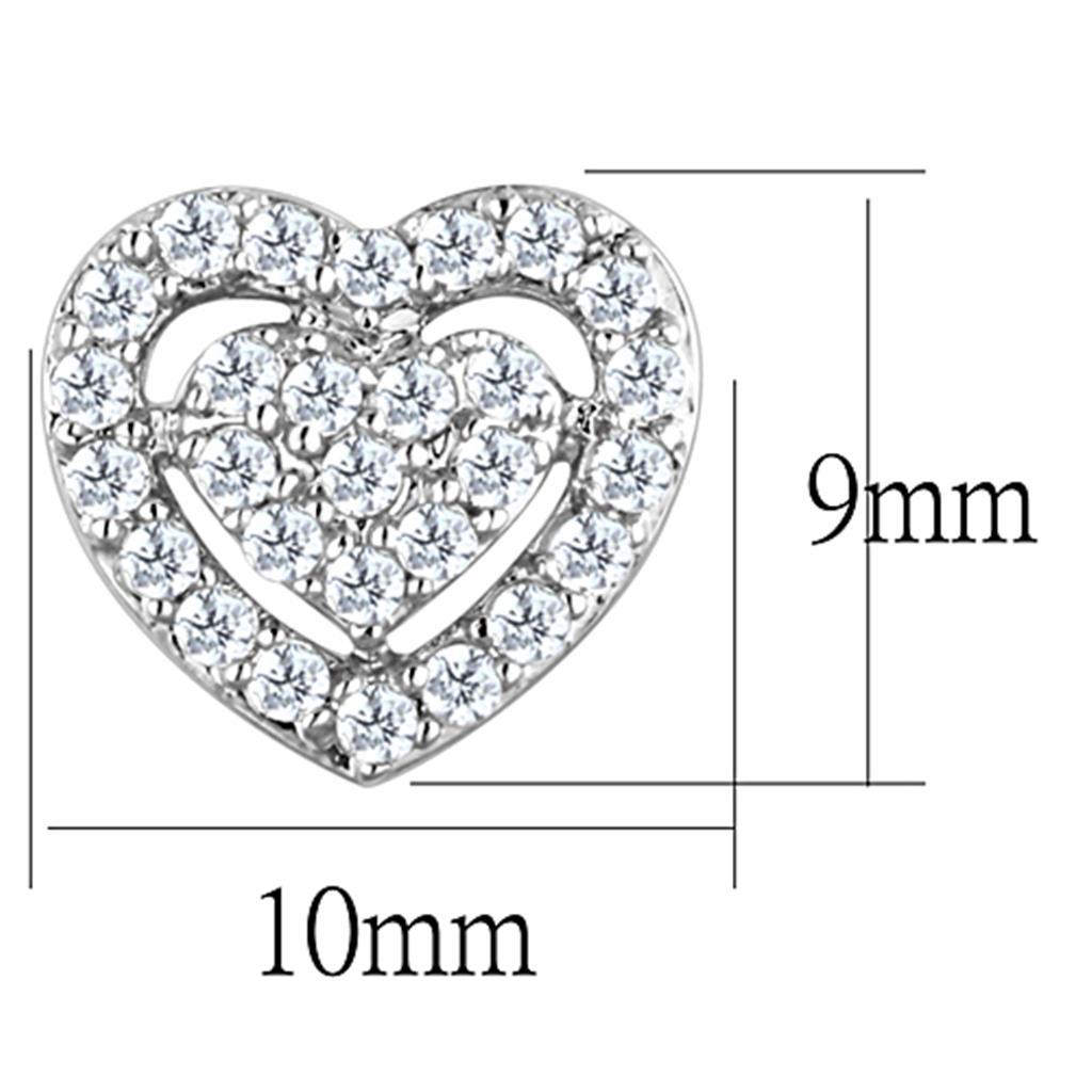 3W636 - Rhodium Brass Earrings with AAA Grade CZ  in Clear-1