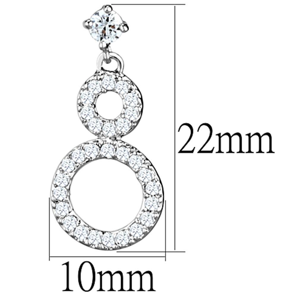 3W639 - Rhodium Brass Earrings with AAA Grade CZ  in Clear-1