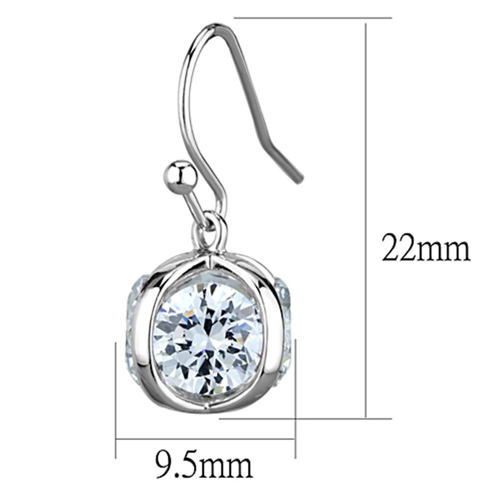 3W644 - Rhodium Brass Earrings with AAA Grade CZ  in Clear-1