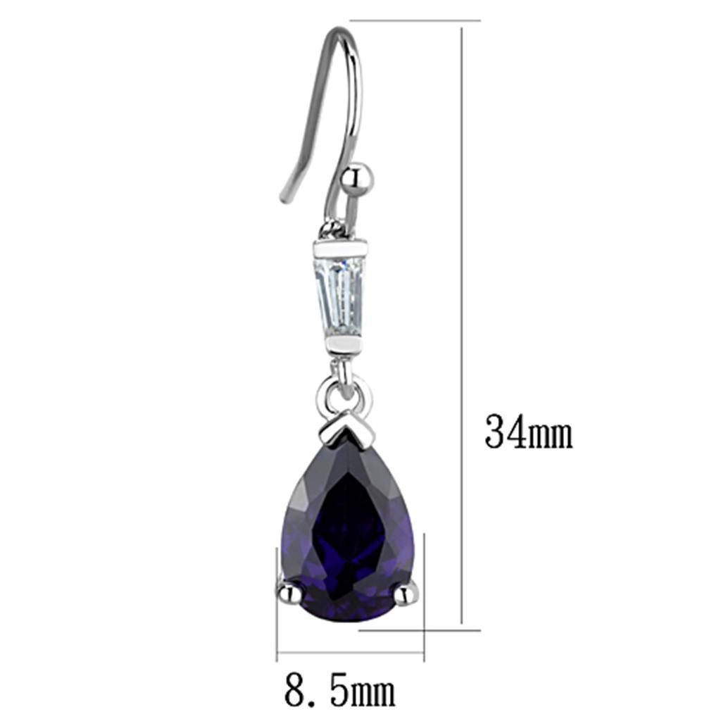 3W648 - Rhodium Brass Earrings with AAA Grade CZ  in Amethyst-1