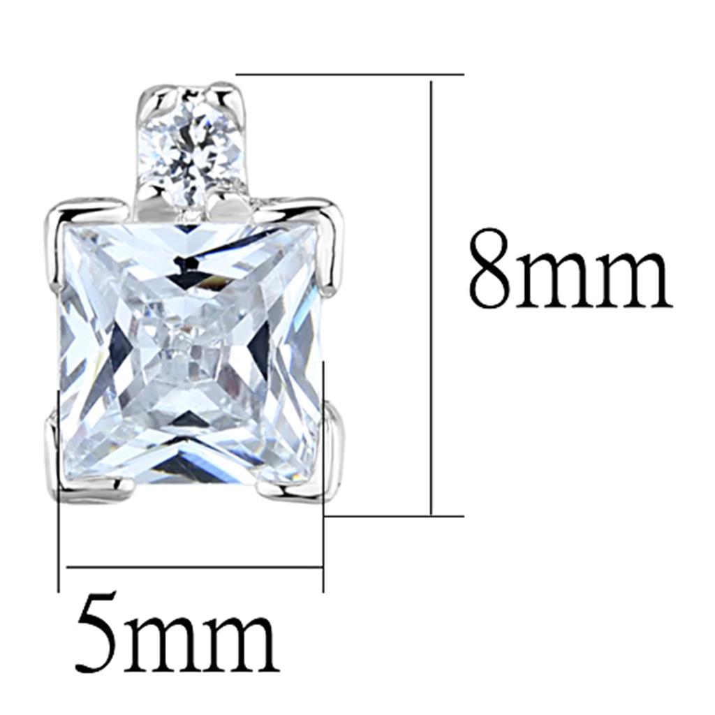 3W652 - Rhodium Brass Earrings with AAA Grade CZ  in Clear-1