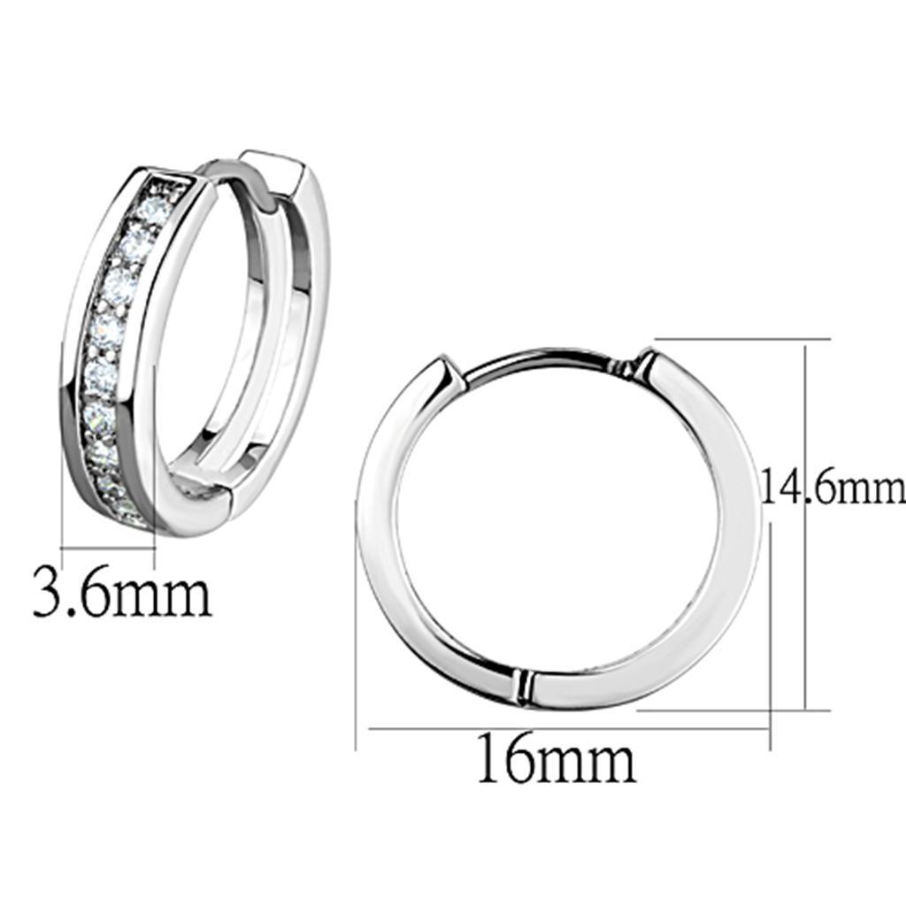 3W660 - Rhodium Brass Earrings with AAA Grade CZ  in Clear-1