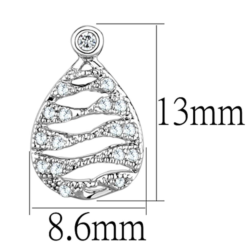 3W664 - Rhodium Brass Earrings with AAA Grade CZ  in Clear-1