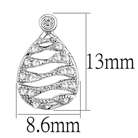 3W664 - Rhodium Brass Earrings with AAA Grade CZ  in Clear-1