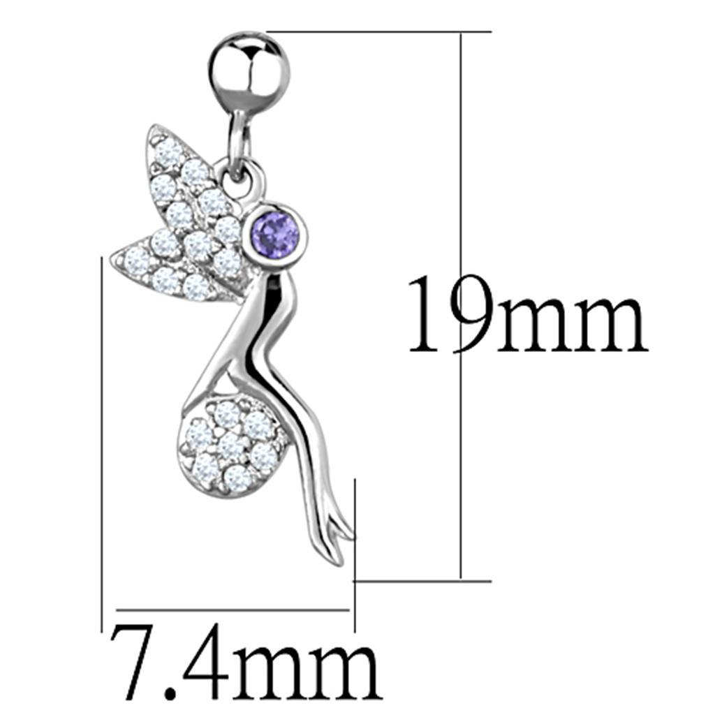3W670 - Rhodium Brass Earrings with AAA Grade CZ  in Amethyst-1