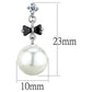 3W676 - Rhodium Brass Earrings with Synthetic Pearl in White-1