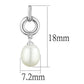 3W684 - Rhodium Brass Earrings with Synthetic Pearl in White-1