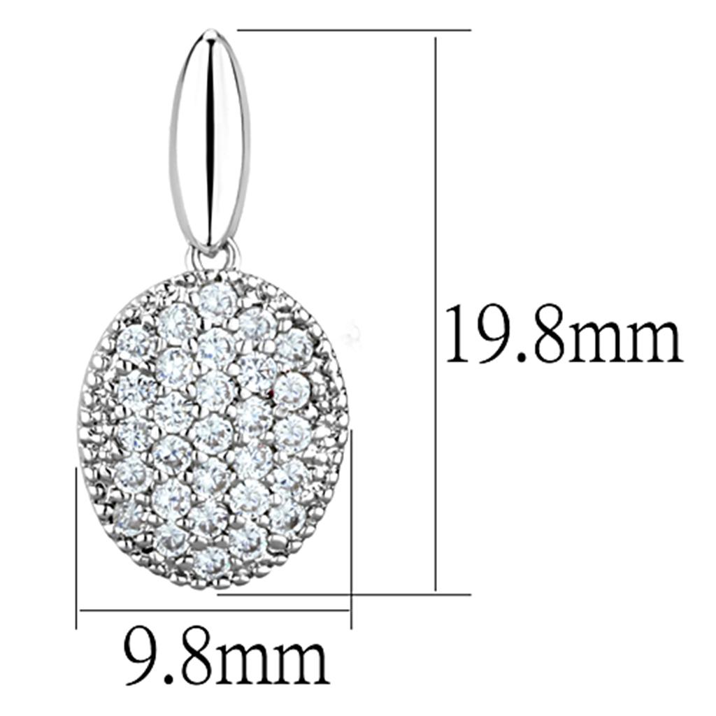 3W690 - Rhodium Brass Earrings with AAA Grade CZ  in Clear-1