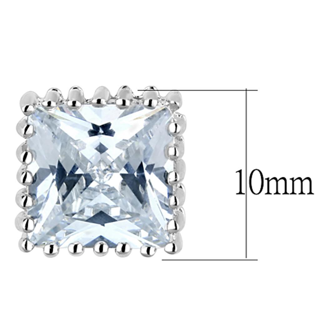 3W700 - Rhodium Brass Earrings with AAA Grade CZ  in Clear-1