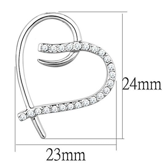 3W708 - Rhodium Brass Earrings with AAA Grade CZ  in Clear-1