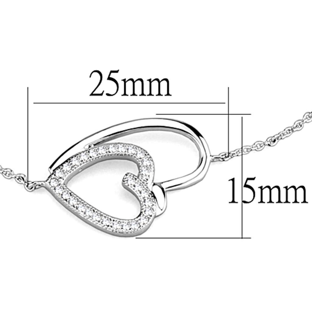 3W715 - Rhodium Brass Bracelet with AAA Grade CZ  in Clear-2