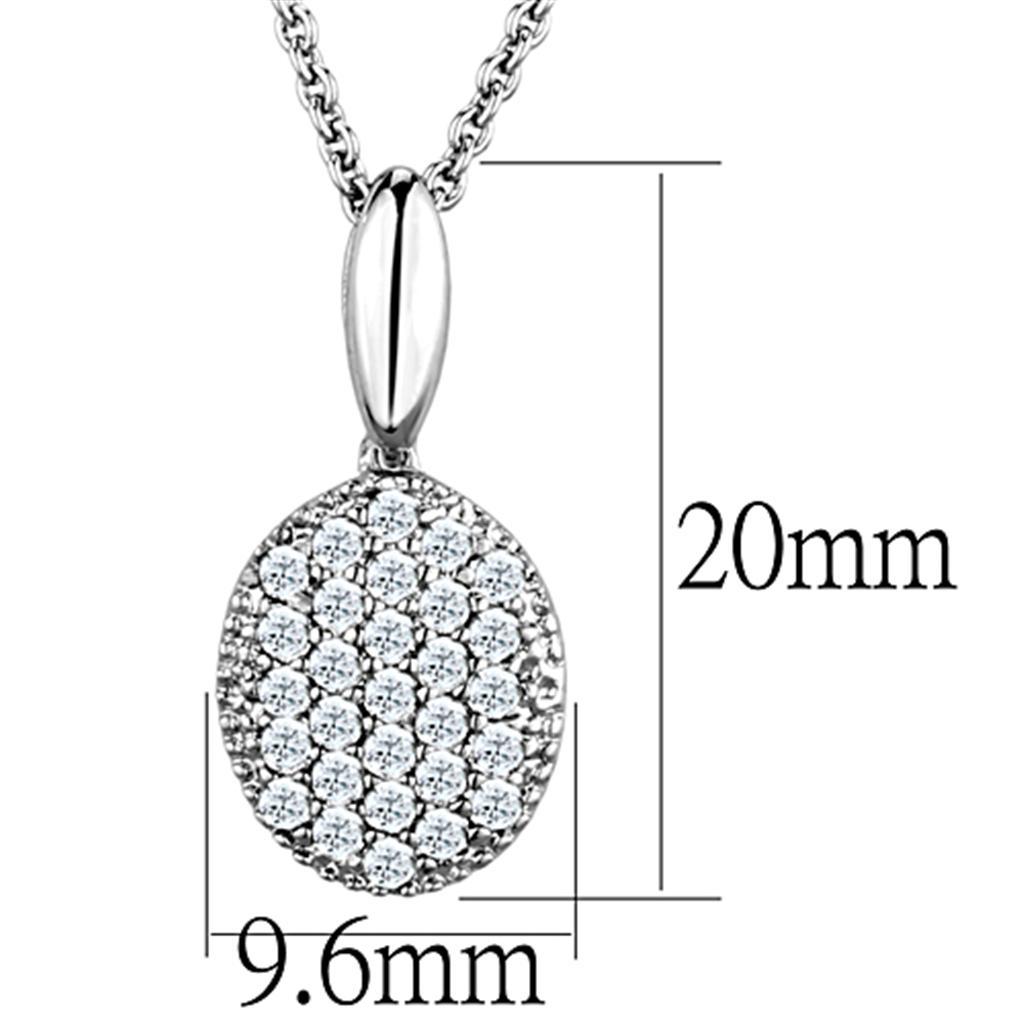 3W716 - Rhodium Brass Chain Pendant with AAA Grade CZ  in Clear-1