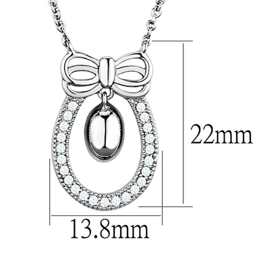 3W718 - Rhodium Brass Necklace with AAA Grade CZ  in Clear-1