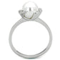 3W721 - Rhodium Brass Ring with Synthetic Pearl in White-2