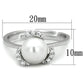 3W722 - Rhodium Brass Ring with Synthetic Pearl in White-1