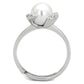 3W722 - Rhodium Brass Ring with Synthetic Pearl in White-2