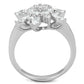 3W725 - Rhodium Brass Ring with AAA Grade CZ  in Clear-2