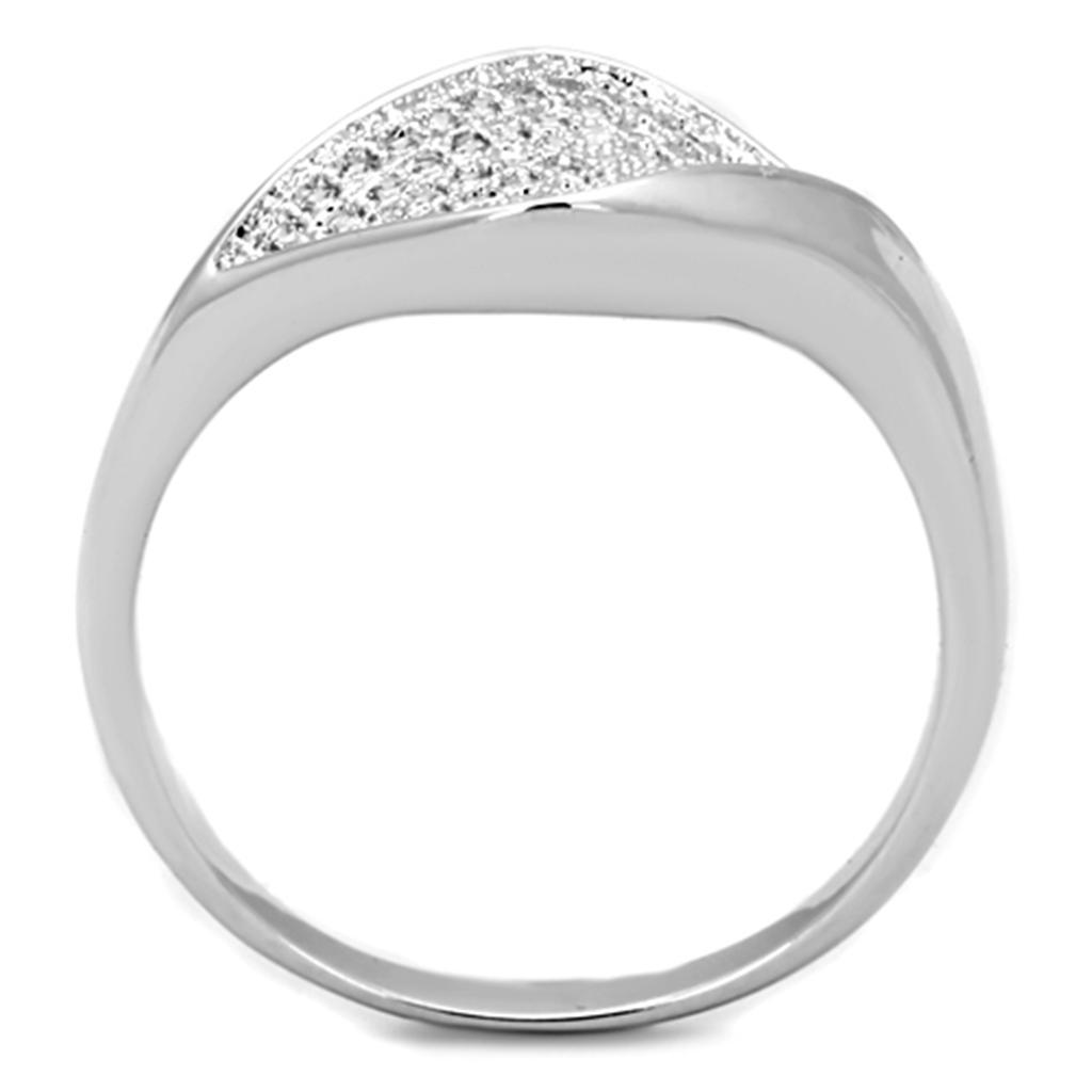 3W726 - Rhodium Brass Ring with AAA Grade CZ  in Clear-2
