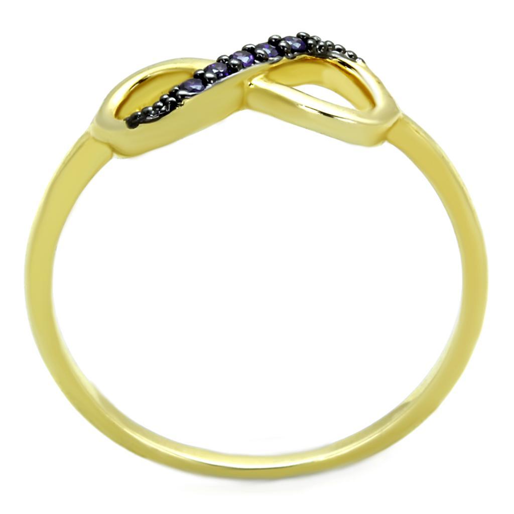 3W727 - Gold+Ruthenium Brass Ring with AAA Grade CZ  in Tanzanite-2