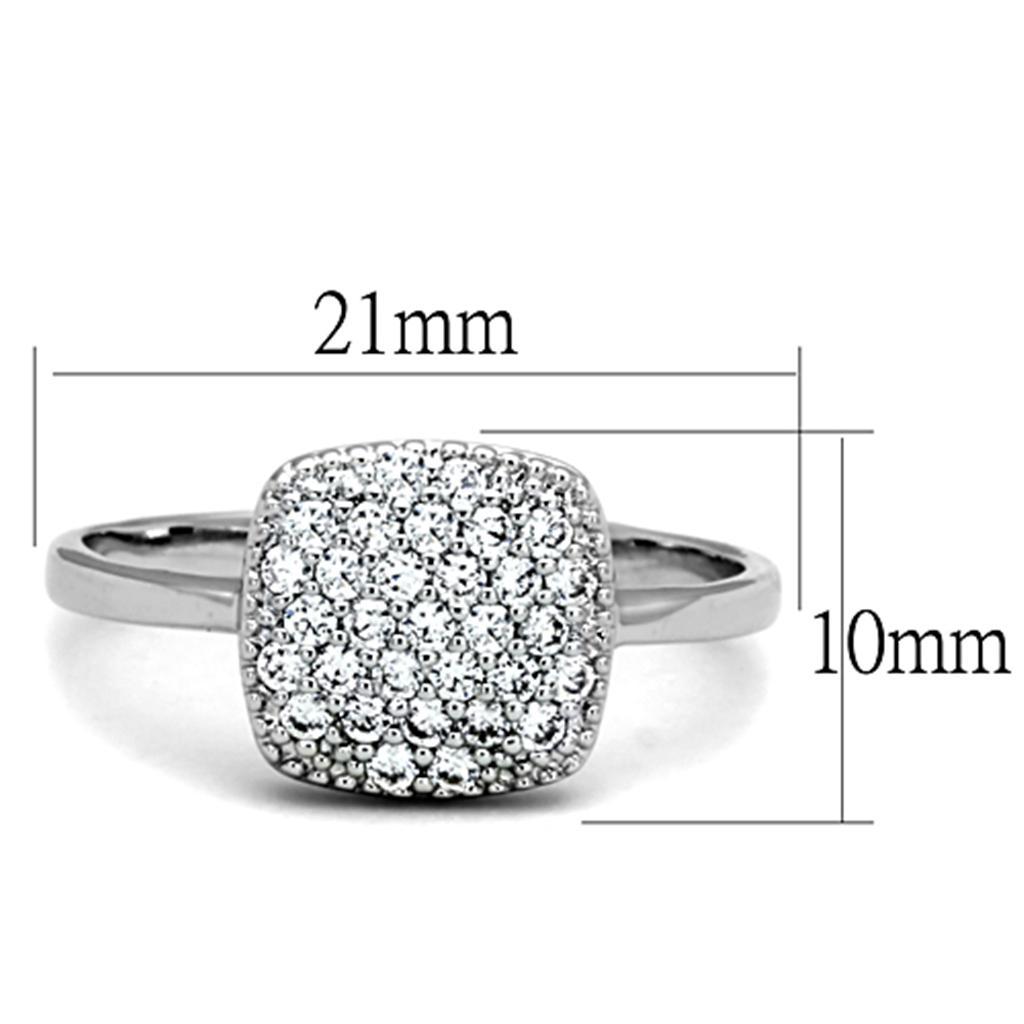 3W728 - Rhodium Brass Ring with AAA Grade CZ  in Clear-1