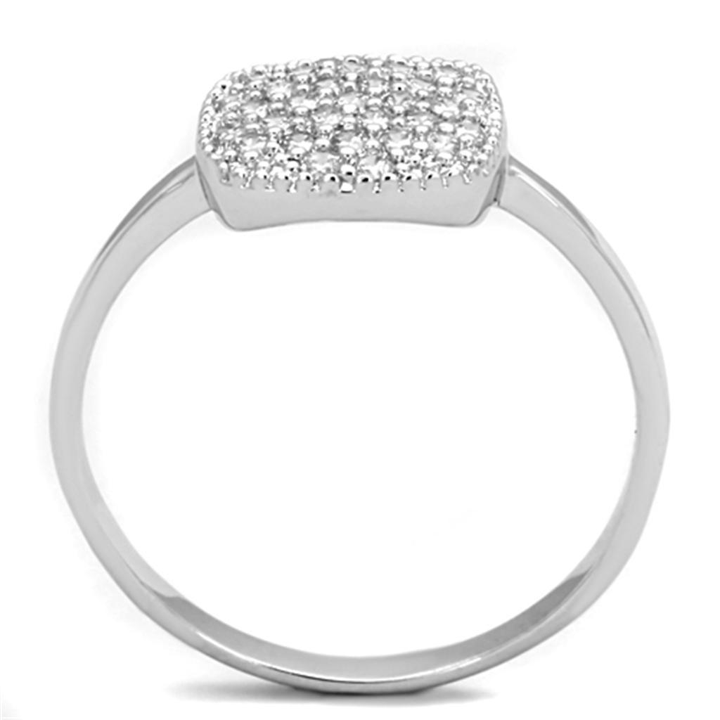 3W728 - Rhodium Brass Ring with AAA Grade CZ  in Clear-2