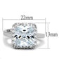 3W729 - Rhodium Brass Ring with AAA Grade CZ  in Clear-1