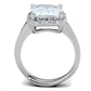3W729 - Rhodium Brass Ring with AAA Grade CZ  in Clear-2