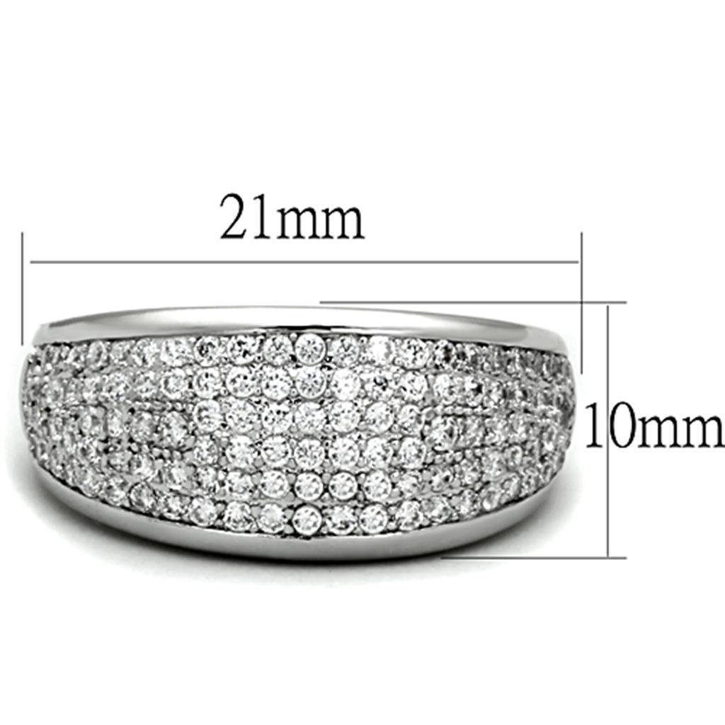 3W730 - Rhodium Brass Ring with AAA Grade CZ  in Clear-1
