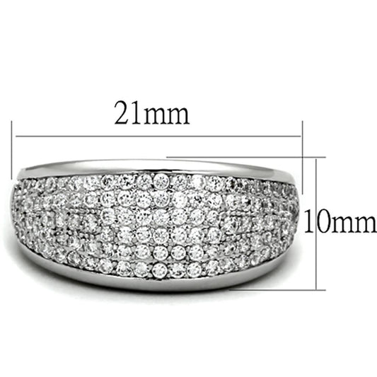 3W730 - Rhodium Brass Ring with AAA Grade CZ  in Clear-1