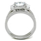 3W731 - Rhodium Brass Ring with AAA Grade CZ  in Clear-2