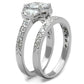 3W731 - Rhodium Brass Ring with AAA Grade CZ  in Clear-3