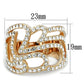 3W733 - Rose Gold Brass Ring with Top Grade Crystal  in Clear-1