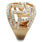 3W733 - Rose Gold Brass Ring with Top Grade Crystal  in Clear-3