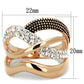 3W737 - Rose Gold Brass Ring with Top Grade Crystal  in Clear-1