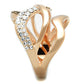 3W737 - Rose Gold Brass Ring with Top Grade Crystal  in Clear-3