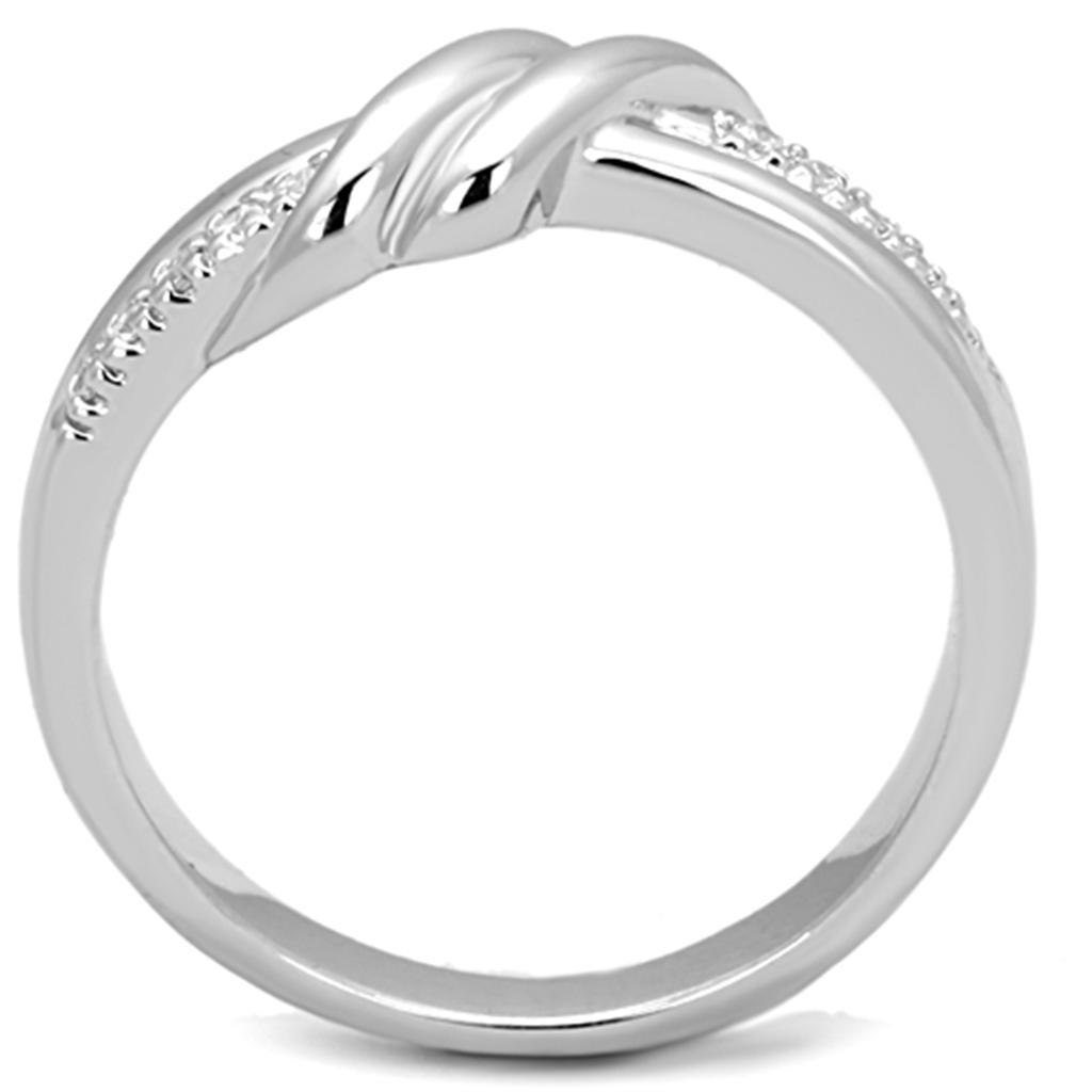 3W741 - Rhodium Brass Ring with AAA Grade CZ  in Clear-2