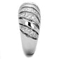 3W743 - Rhodium Brass Ring with AAA Grade CZ  in Clear-3