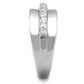 3W748 - Rhodium Brass Ring with AAA Grade CZ  in Clear-3